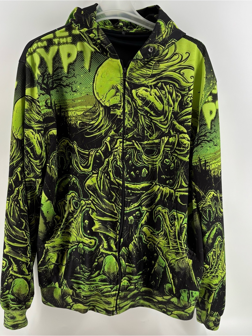 Tales From the Crypt Crypt Keeper Green Black All Over Print Zip Hoodie XL
